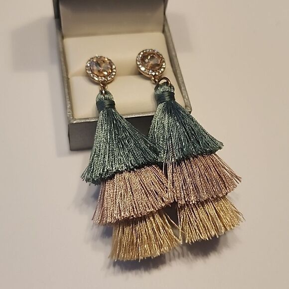 Bohemian Tassel Dangle Drop Earrings Tiered - Picture 2 of 4